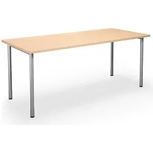 kaiserkraft Mehrzwecktisch DUO-C, gerade Platte, HxT 700 - 800 x 800 mm, Breite 1800 mm, Birke, silber