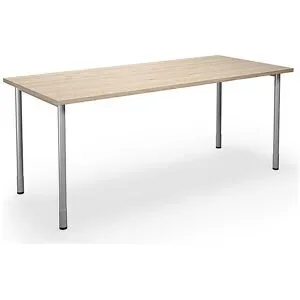 kaiserkraft Mehrzwecktisch DUO-C, gerade Platte, HxT 700 - 800 x 800 mm, Breite 1800 mm, Eiche, silber