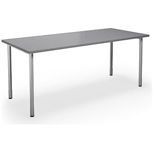 kaiserkraft Mehrzwecktisch DUO-C, gerade Platte, HxT 700 - 800 x 800 mm, Breite 1800 mm, lichtgrau, silber