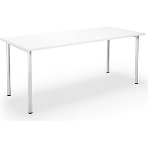 kaiserkraft Mehrzwecktisch DUO-C, gerade Platte, HxT 700 - 800 x 800 mm, Breite 1800 mm, weiß, weiß