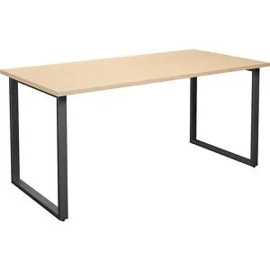 kaiserkraft Mehrzwecktisch DUO-O, gerade Platte, Tiefe 800 mm, Breite 1600 mm, Birke / schwarz