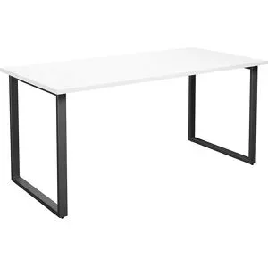 kaiserkraft Mehrzwecktisch DUO-O, gerade Platte, Tiefe 800 mm, Breite 1600 mm, weiß / schwarz
