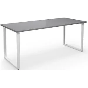 kaiserkraft Mehrzwecktisch DUO-O, gerade Platte, Tiefe 800 mm, Breite 1800 mm, lichtgrau / weiß