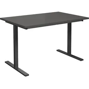 kaiserkraft Mehrzwecktisch DUO-T, gerade Platte, HxT 740 x 800 mm, Breite 1200 mm, dunkelgrau, schwarz