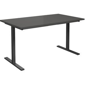 kaiserkraft Mehrzwecktisch DUO-T, gerade Platte, HxT 740 x 800 mm, Breite 1400 mm, dunkelgrau, schwarz