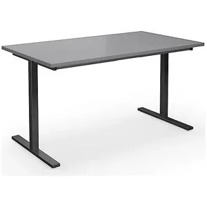 kaiserkraft Mehrzwecktisch DUO-T, gerade Platte, HxT 740 x 800 mm, Breite 1400 mm, lichtgrau, schwarz