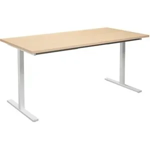 kaiserkraft Mehrzwecktisch DUO-T, gerade Platte, HxT 740 x 800 mm, Breite 1600 mm, Birke, weiß