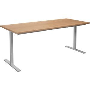 kaiserkraft Mehrzwecktisch DUO-T, gerade Platte, HxT 740 x 800 mm, Breite 1800 mm, Buche, silber