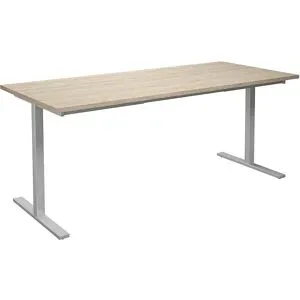 kaiserkraft Mehrzwecktisch DUO-T, gerade Platte, HxT 740 x 800 mm, Breite 1800 mm, Eiche, silber