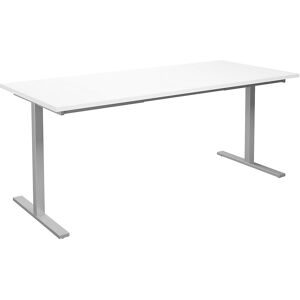 kaiserkraft Mehrzwecktisch DUO-T, gerade Platte, HxT 740 x 800 mm, Breite 1800 mm, weiß, silber