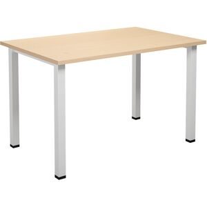 kaiserkraft Mehrzwecktisch DUO-U, gerade Platte, Tiefe 800 mm, Breite 1200 mm, Birke, weiß