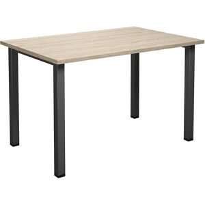 kaiserkraft Mehrzwecktisch DUO-U, gerade Platte, Tiefe 800 mm, Breite 1200 mm, Eiche, schwarz