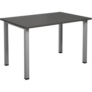 kaiserkraft Mehrzwecktisch DUO-U, gerade Platte, Tiefe 800 mm, Breite 1200 mm, dunkelgrau, silber