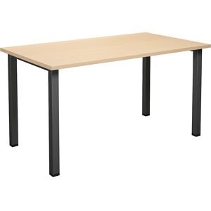 kaiserkraft Mehrzwecktisch DUO-U, gerade Platte, Tiefe 800 mm, Breite 1400 mm, Birke, schwarz