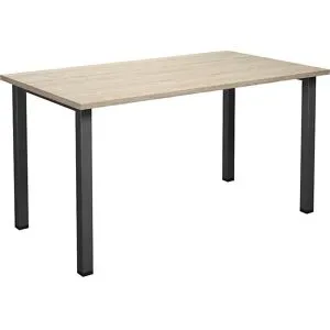 kaiserkraft Mehrzwecktisch DUO-U, gerade Platte, Tiefe 800 mm, Breite 1400 mm, Eiche, schwarz