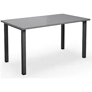 kaiserkraft Mehrzwecktisch DUO-U, gerade Platte, Tiefe 800 mm, Breite 1400 mm, lichtgrau, schwarz