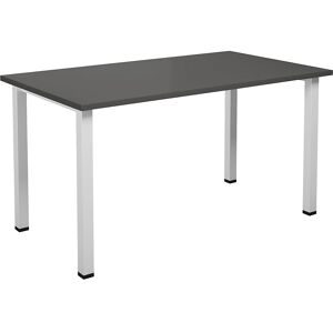 kaiserkraft Mehrzwecktisch DUO-U, gerade Platte, Tiefe 800 mm, Breite 1400 mm, dunkelgrau, weiß