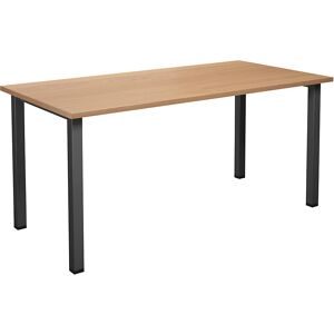kaiserkraft Mehrzwecktisch DUO-U, gerade Platte, Tiefe 800 mm, Breite 1600 mm, Buche, schwarz