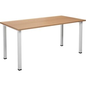 kaiserkraft Mehrzwecktisch DUO-U, gerade Platte, Tiefe 800 mm, Breite 1600 mm, Buche, weiß