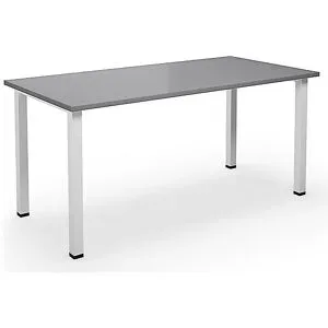 kaiserkraft Mehrzwecktisch DUO-U, gerade Platte, Tiefe 800 mm, Breite 1600 mm, lichtgrau, weiß