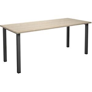 kaiserkraft Mehrzwecktisch DUO-U, gerade Platte, Tiefe 800 mm, Breite 1800 mm, Eiche, schwarz