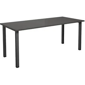 kaiserkraft Mehrzwecktisch DUO-U, gerade Platte, Tiefe 800 mm, Breite 1800 mm, dunkelgrau, schwarz