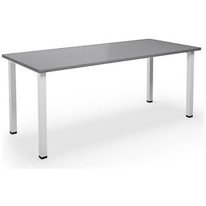 kaiserkraft Mehrzwecktisch DUO-U, gerade Platte, Tiefe 800 mm, Breite 1800 mm, lichtgrau, weiß