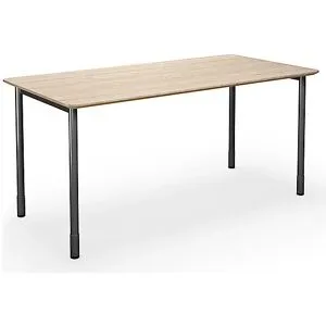 kaiserkraft Mehrzwecktisch DUO-C Trend, gerade Platte, abgerundete Ecken, Tiefe 800 mm, Breite 1400 mm, Eiche, schwarz
