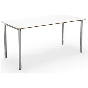 kaiserkraft Mehrzwecktisch DUO-C Trend, gerade Platte, abgerundete Ecken, Tiefe 800 mm, Breite 1600 mm, weiß, silber