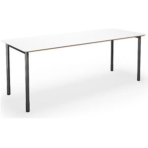 kaiserkraft Mehrzwecktisch DUO-C Trend, gerade Platte, abgerundete Ecken, Tiefe 800 mm, Breite 1800 mm, weiß, schwarz