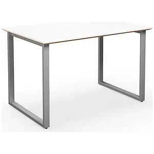 kaiserkraft Mehrzwecktisch DUO-O Trend, gerade Platte, Tiefe 800 mm, Breite 1200 mm, weiß / silber