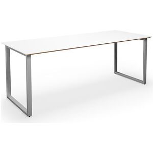 kaiserkraft Mehrzwecktisch DUO-O Trend, gerade Platte, Tiefe 800 mm, Breite 1800 mm, weiß / silber