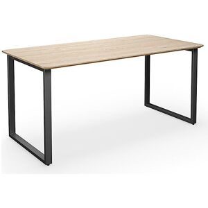 kaiserkraft Mehrzwecktisch DUO-O Trend, gerade Platte, abgerundete Ecken, Tiefe 800 mm, Breite 1600 mm, Eiche / schwarz