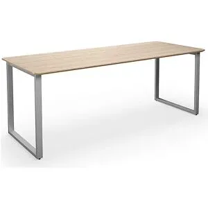 kaiserkraft Mehrzwecktisch DUO-O Trend, gerade Platte, abgerundete Ecken, Tiefe 800 mm, Breite 2000 mm, Eiche / silber
