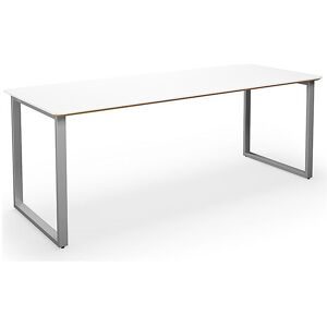kaiserkraft Mehrzwecktisch DUO-O Trend, gerade Platte, abgerundete Ecken, Tiefe 800 mm, Breite 1800 mm, weiß / silber