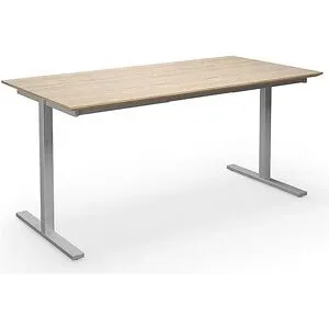 kaiserkraft Mehrzwecktisch DUO-T Trend, gerade Platte, Tiefe 800 mm, Breite 1400 mm, Eiche / silber