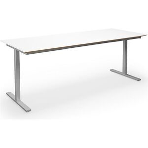 kaiserkraft Mehrzwecktisch DUO-T Trend, gerade Platte, Tiefe 800 mm, Breite 2000 mm, weiß / silber