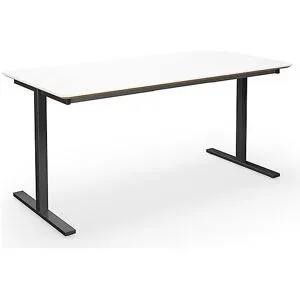 kaiserkraft Mehrzwecktisch DUO-T Trend, gerade Platte, abgerundete Ecken, Tiefe 800 mm, Breite 1600 mm, weiß, schwarz
