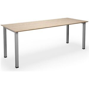kaiserkraft Mehrzwecktisch DUO-U Trend, gerade Platte, Tiefe 800 mm, Breite 2000 mm, Eiche, silber