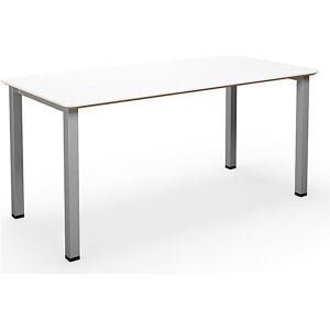 kaiserkraft Mehrzwecktisch DUO-U Trend, gerade Platte, abgerundete Ecken, Tiefe 800 mm, Breite 1400 mm, weiß, silber
