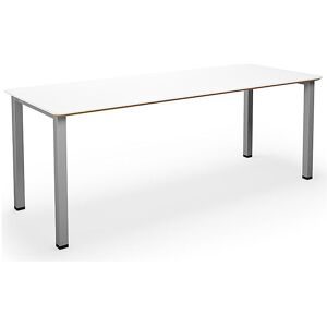 kaiserkraft Mehrzwecktisch DUO-U Trend, gerade Platte, abgerundete Ecken, Tiefe 800 mm, Breite 1800 mm, weiß, silber