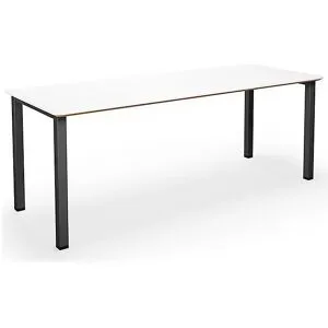 kaiserkraft Mehrzwecktisch DUO-U Trend, gerade Platte, abgerundete Ecken, Tiefe 800 mm, Breite 2000 mm, weiß, schwarz