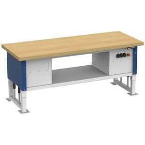 kaiserkraft Schwerlasttisch, elektrisch höhenverstellbar, Plattenbreite 2030 mm, Flächentraglast 2000 kg, enzianblau RAL 5010
