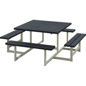 kaiserkraft Gruppensitzbank für 8 Personen, Nadelholz, LxT 2000 x 2000 mm, schwarz