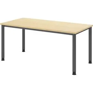 kaiserkraft Schreibtisch, HxT 685 - 810 x 800 mm, 4 Rundrohrbeine, Breite 1600 mm, graphit / Ahorn