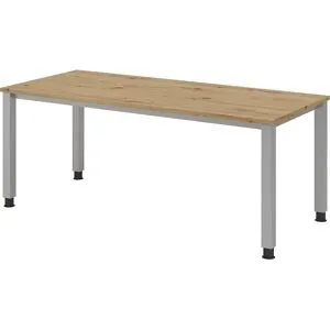 RENATUS - Schreibtisch, 4-Fuß-Gestell, Breite 1800 mm, alusilber / Asteiche eurokraft pro