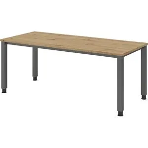 RENATUS - Schreibtisch, 4-Fuß-Gestell, Breite 1800 mm, graphit / Asteiche eurokraft pro