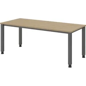 RENATUS - Schreibtisch, 4-Fuß-Gestell, Breite 1800 mm, graphit / Eiche eurokraft pro