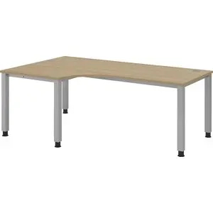 RENATUS - Schreibtisch, Winkeltisch, Breite 2000 mm, alusilber / Eiche eurokraft pro