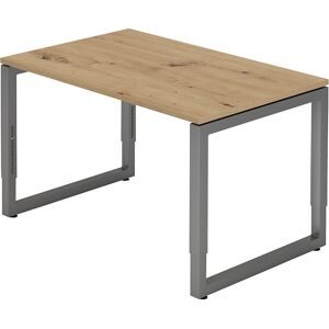 Schreibtisch mit Gestell aus Vierkant-Stahlrohr, Höhe 650 - 850 mm, BxT 1200 x 800 mm, Asteiche / graphit eurokraft pro